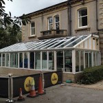 Large lean to conservatory during installation