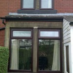 Brown casement windows