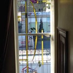 Large stained glass sash window