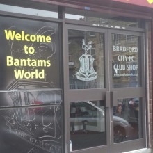 Storefront custom glass for Bantams World, Bradford